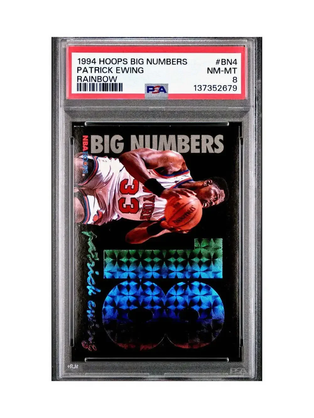 Patrick Ewing 1994 NBA Hoops Big Numbers #BN4 Rainbow PSA 8 NM-MT